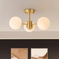 Semi Flush Mount in Vetro a Globo Sputnik 3 Luci Stile Mid-Century