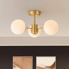Semi Flush Mount in Vetro a Globo Sputnik 3 Luci Stile Mid-Century