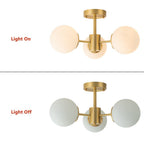 Semi Flush Mount in Vetro a Globo Sputnik 3 Luci Stile Mid-Century