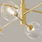 Lampada da soffitto semi flush Sputnik a 6 luci con globo in vetro aperto stile Mid-Century