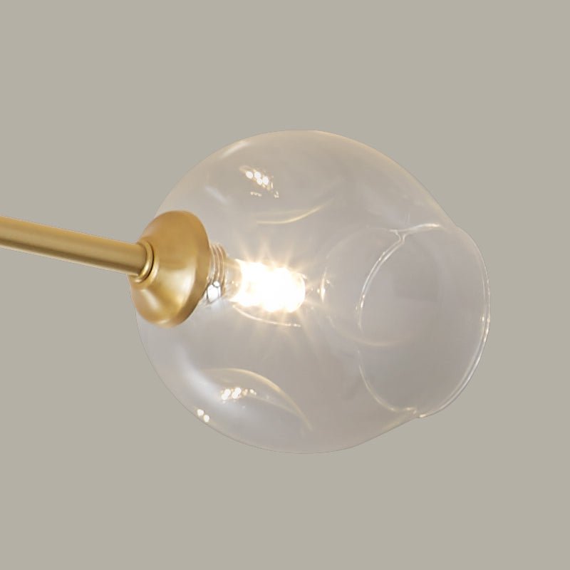Lampada da soffitto semi flush Sputnik a 6 luci con globo in vetro aperto stile Mid-Century