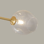 Lampada da soffitto semi flush Sputnik a 6 luci con globo in vetro aperto stile Mid-Century