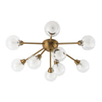 Lampada da soffitto semi-flush in vetro doppio strato a 9 luci stile Mid-Century Sputnik