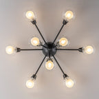 Lampada da soffitto semi-flush in vetro doppio strato a 9 luci stile Mid-Century Sputnik