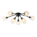 Lampada da soffitto semi-flush in vetro doppio strato a 9 luci stile Mid-Century Sputnik
