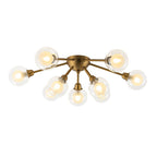 Lampada da soffitto semi-flush in vetro doppio strato a 9 luci stile Mid-Century Sputnik