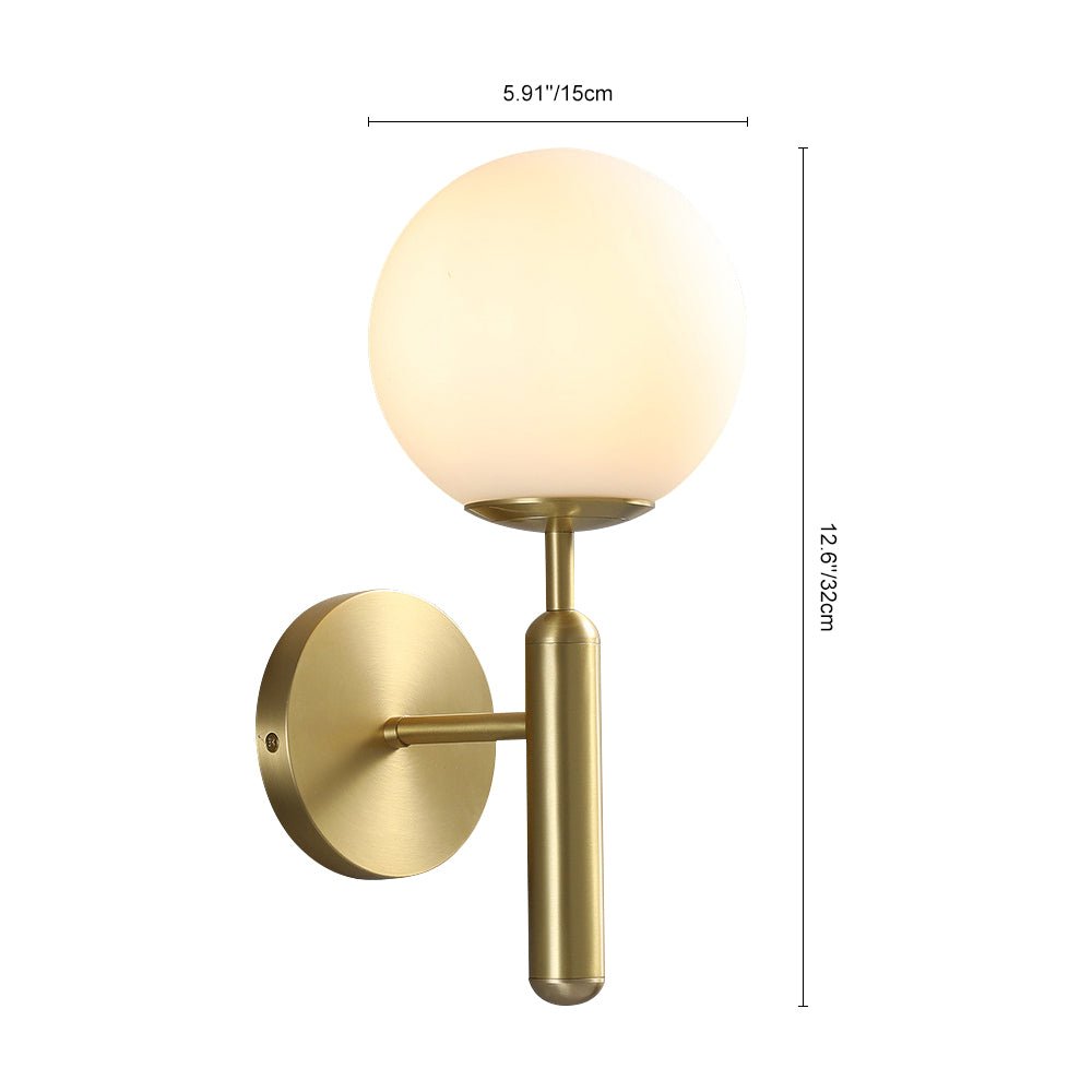 Applique da parete in vetro a sfera con 1 luce in stile moderno di metà secolo