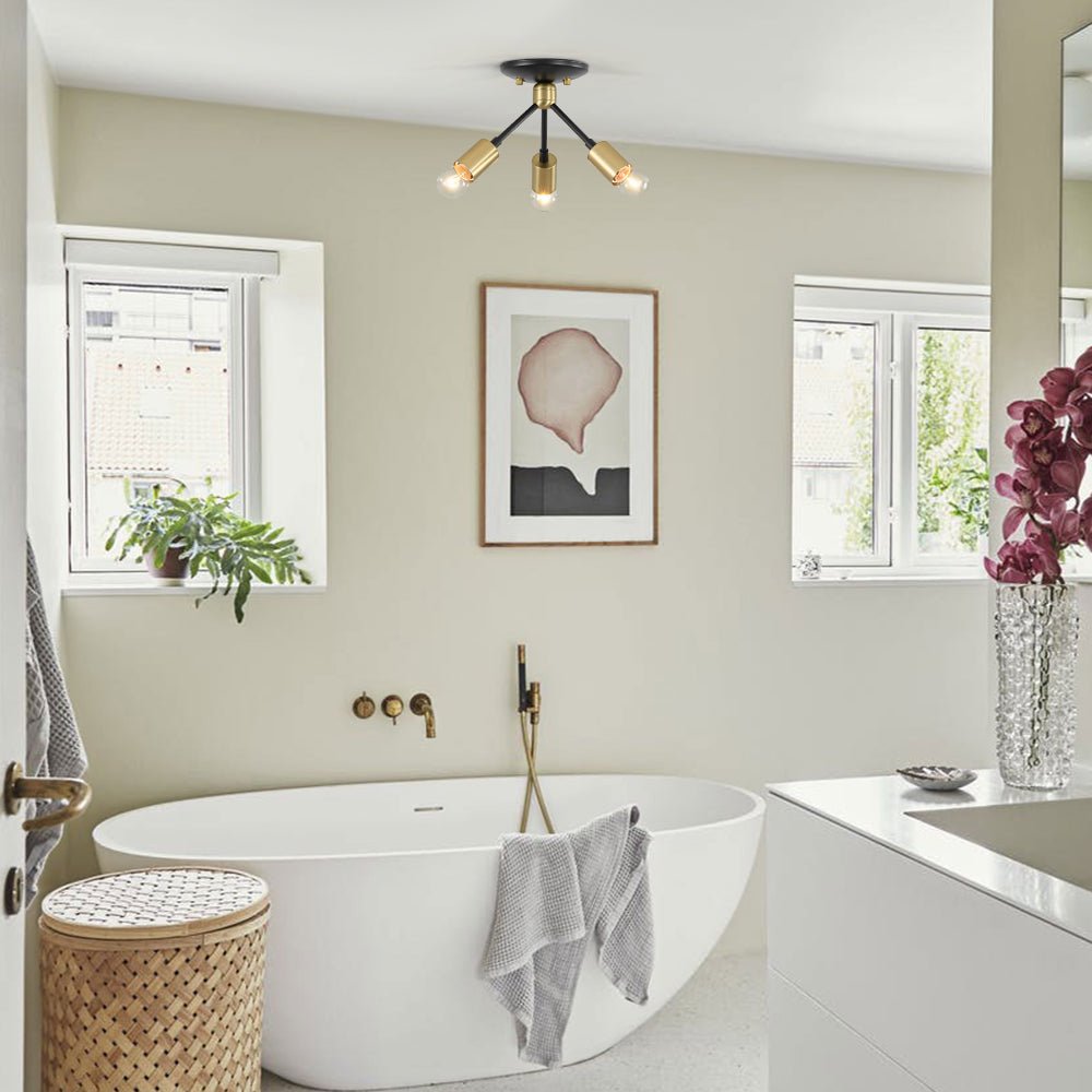 Luce Semi Flush Sputnik 3 Luci Stile Moderno di Metà Secolo