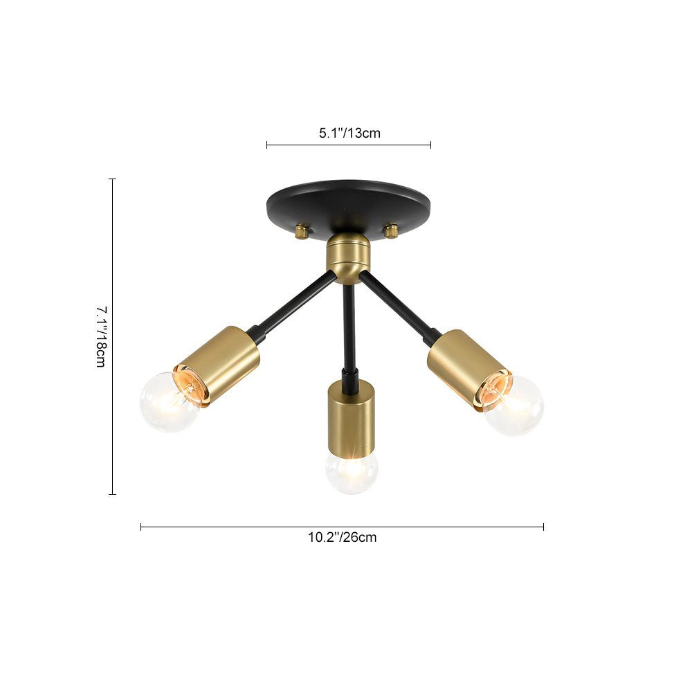 Luce Semi Flush Sputnik 3 Luci Stile Moderno di Metà Secolo