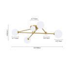 Lampada da soffitto lineare semi flush mount in vetro a sfera Sputnik con 6 luci