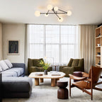 Lampada da soffitto lineare semi flush mount in vetro a sfera Sputnik con 6 luci