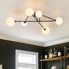 Lampada da soffitto lineare semi flush mount in vetro a sfera Sputnik con 6 luci