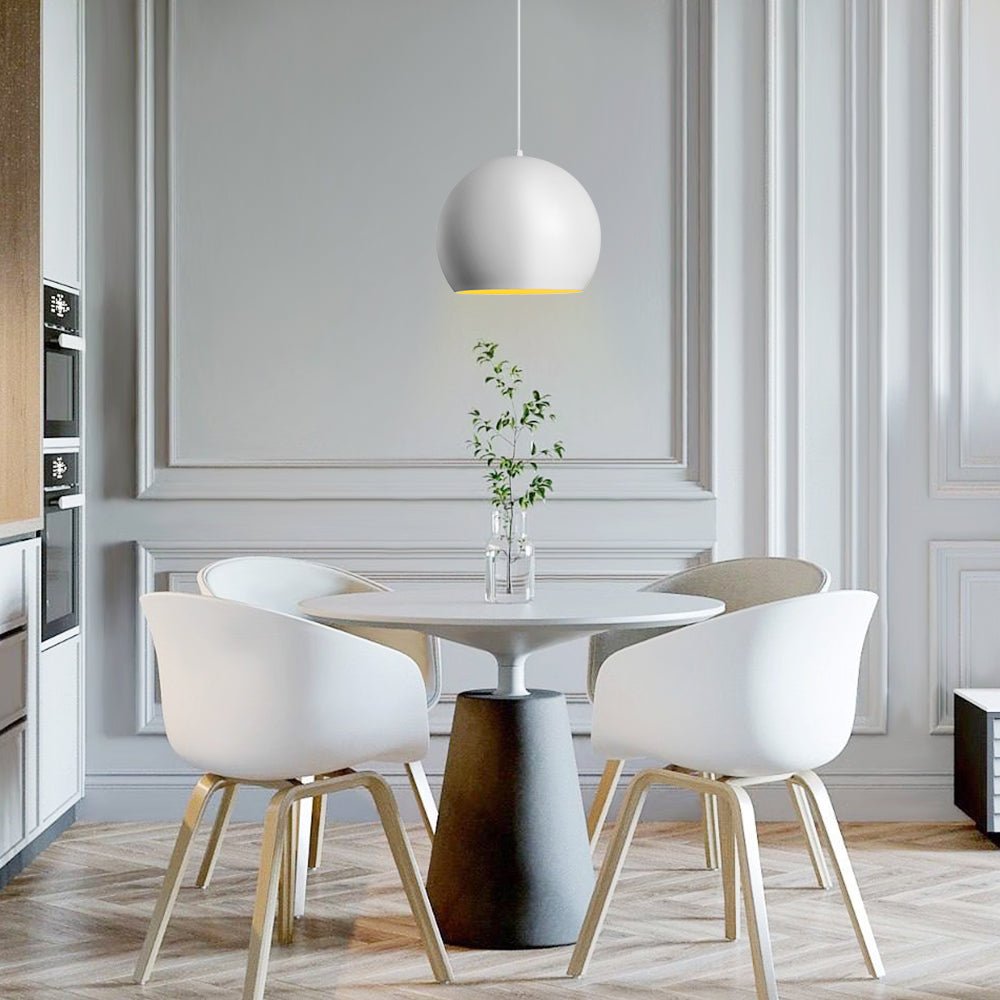 Moderna Lampada a Sospensione Rotonda Bianco con 1 Luce a Forma di Palla