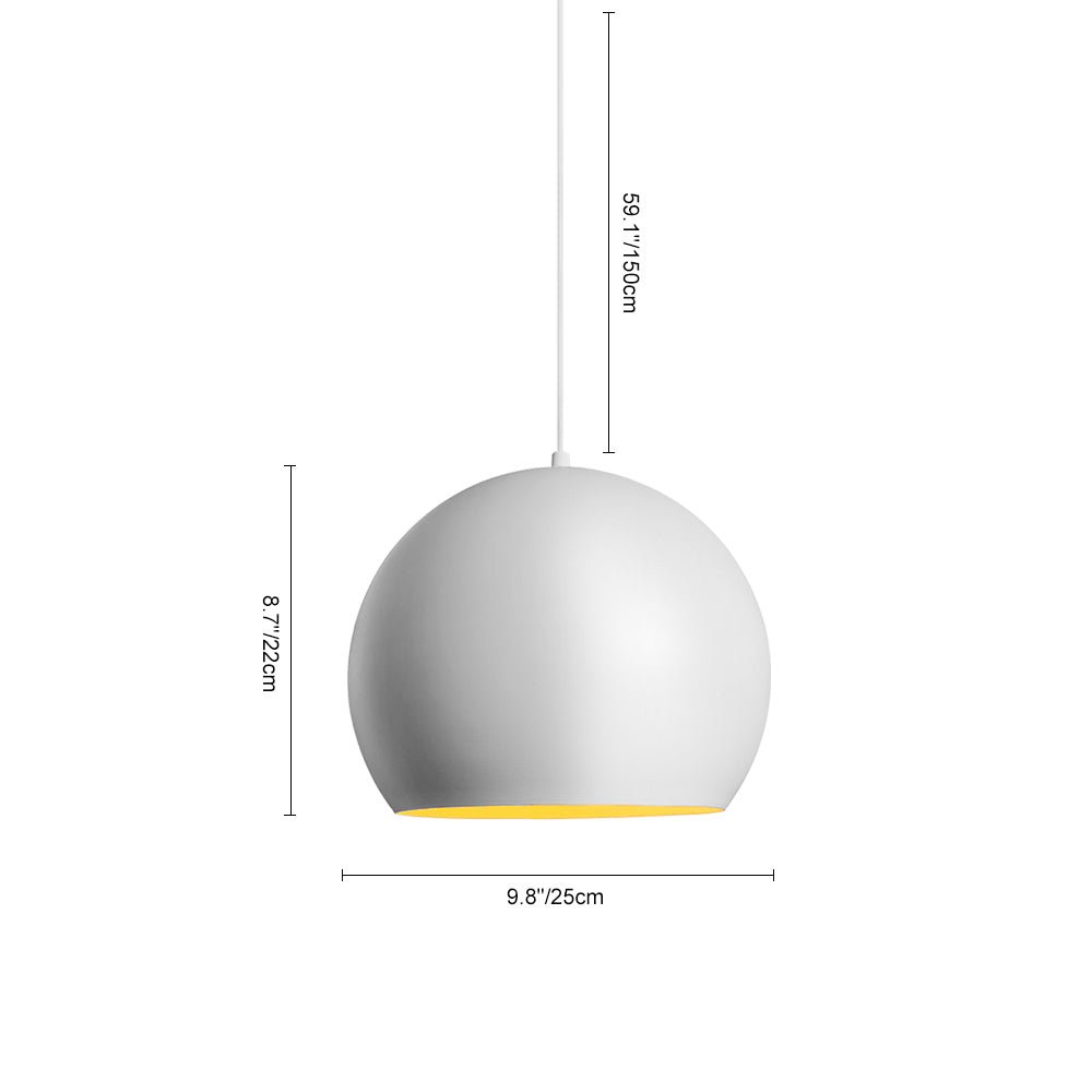 Moderna Lampada a Sospensione Rotonda Bianco con 1 Luce a Forma di Palla