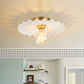 Moderno Plafoniera Semi Flush in Ceramica Pieghettata con 1 Luce