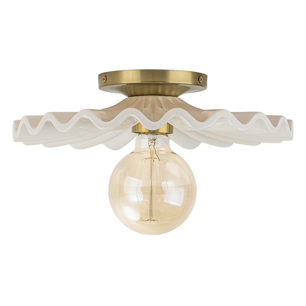 Moderno Plafoniera Semi Flush in Ceramica Pieghettata con 1 Luce
