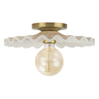Moderno Plafoniera Semi Flush in Ceramica Pieghettata con 1 Luce