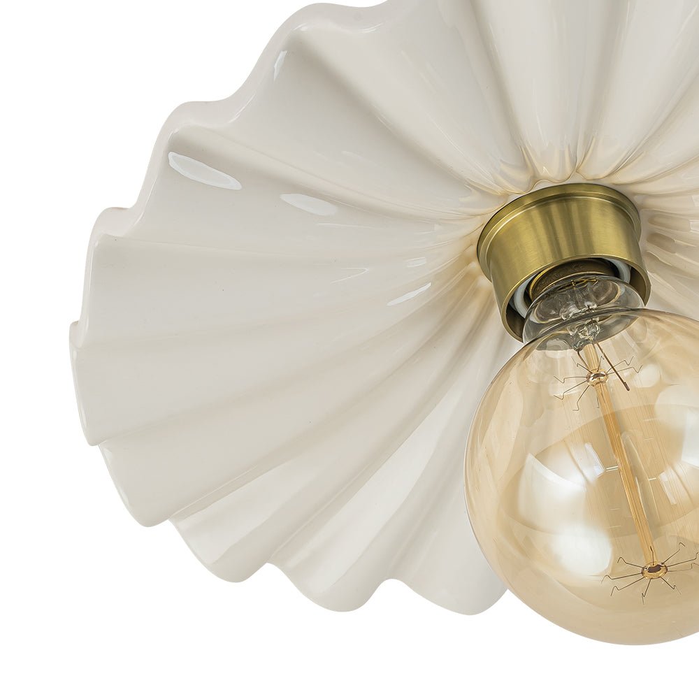 Moderno Plafoniera Semi Flush in Ceramica Pieghettata con 1 Luce