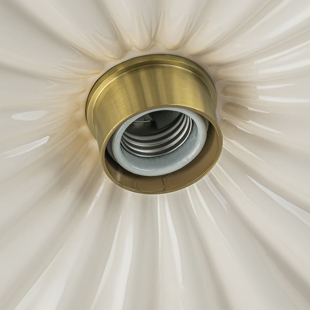 Moderno Plafoniera Semi Flush in Ceramica Pieghettata con 1 Luce