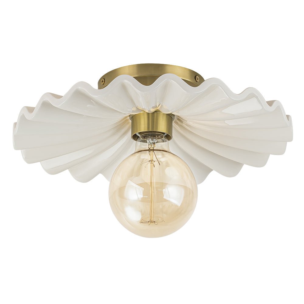 Moderno Plafoniera Semi Flush in Ceramica Pieghettata con 1 Luce