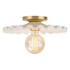 Moderno Plafoniera Semi Flush in Ceramica Pieghettata con 1 Luce