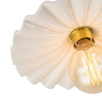 Moderno Plafoniera Semi Flush in Ceramica Pieghettata con 1 Luce