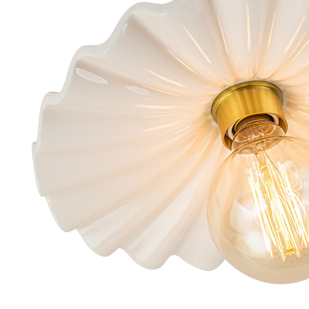 Moderno Plafoniera Semi Flush in Ceramica Pieghettata con 1 Luce