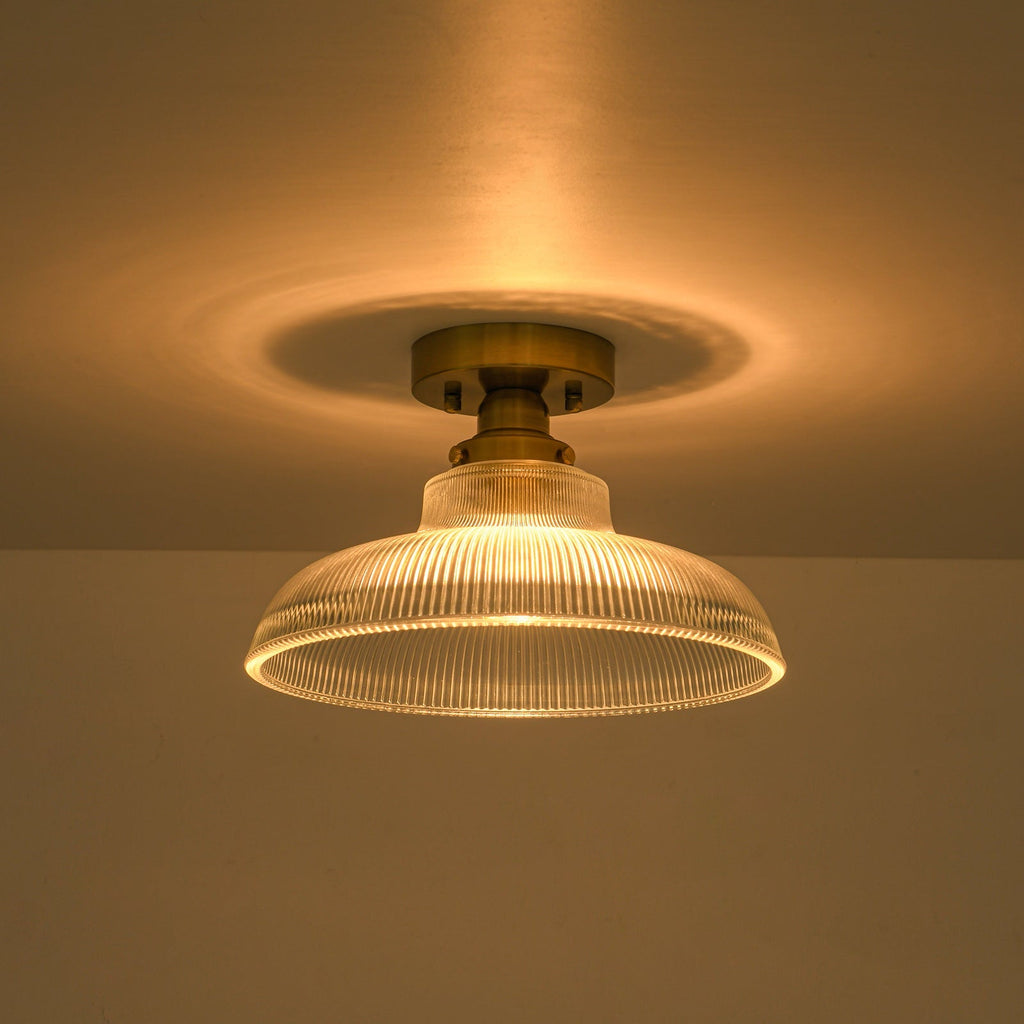 Moderno Lampadario a 1 Luce con Forma a Cupola in Vetro a Righe