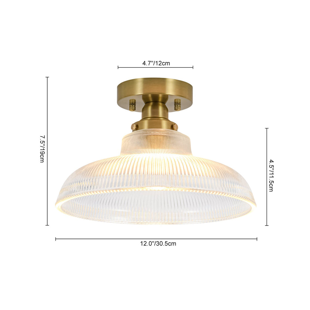 Moderno Lampadario a 1 Luce con Forma a Cupola in Vetro a Righe