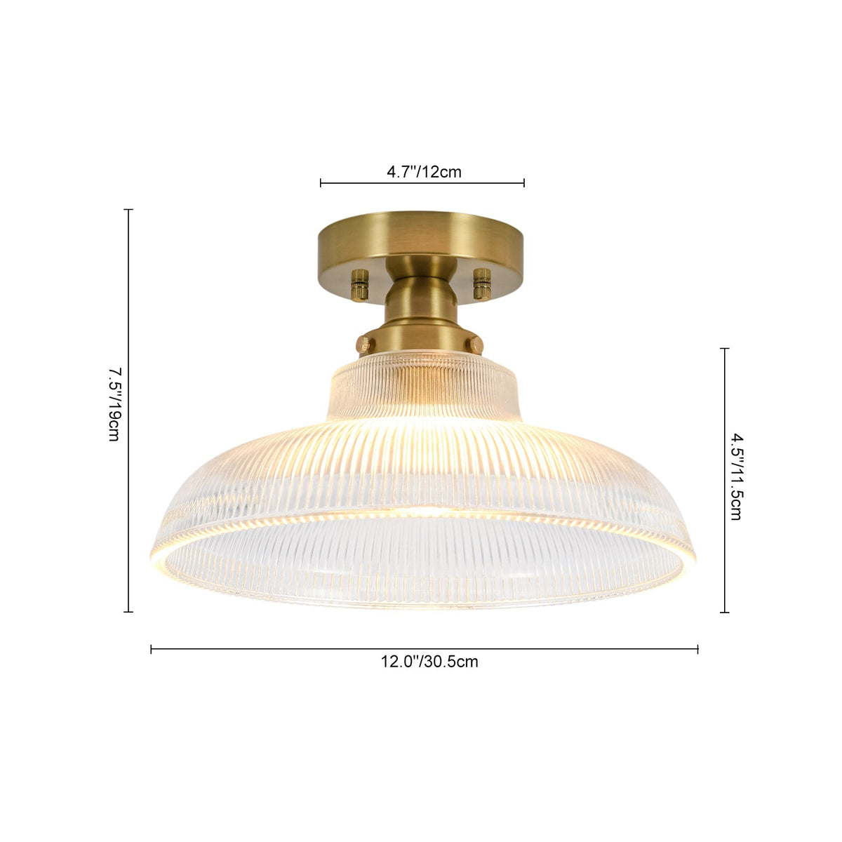 Moderno Lampadario a 1 Luce con Forma a Cupola in Vetro a Righe