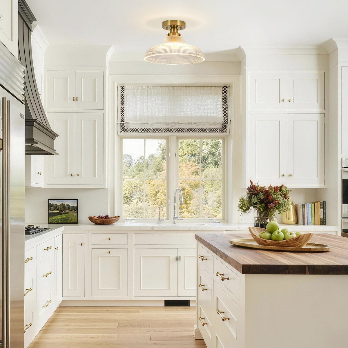 Moderno Lampadario a 1 Luce con Forma a Cupola in Vetro a Righe