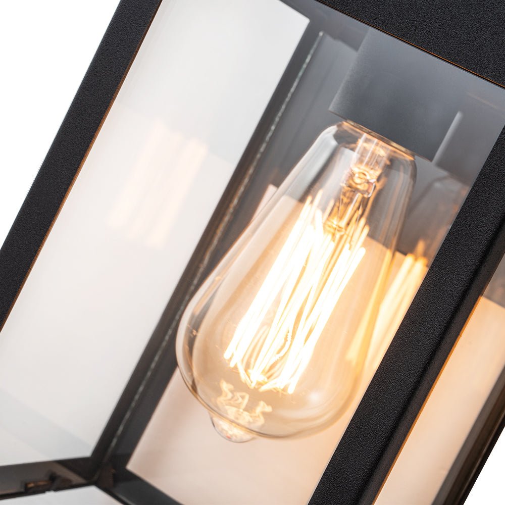 Moderna Applique da Esterno Rettangolare in Vetro Trasparente con Finitura in Legno