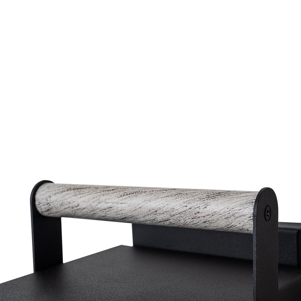Moderna Applique da Esterno Rettangolare in Vetro Trasparente con Finitura in Legno