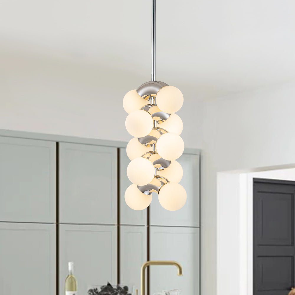 Lampadario Moderno a Globo in Vetro a 10 Luci
