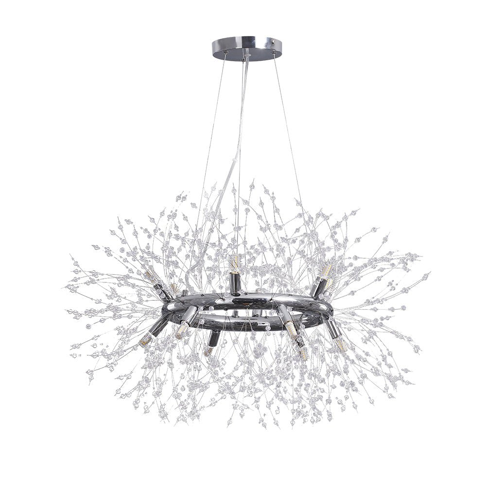 Moderno Lampadario Rotondo Dandelion con 12 Luci in Cristallo