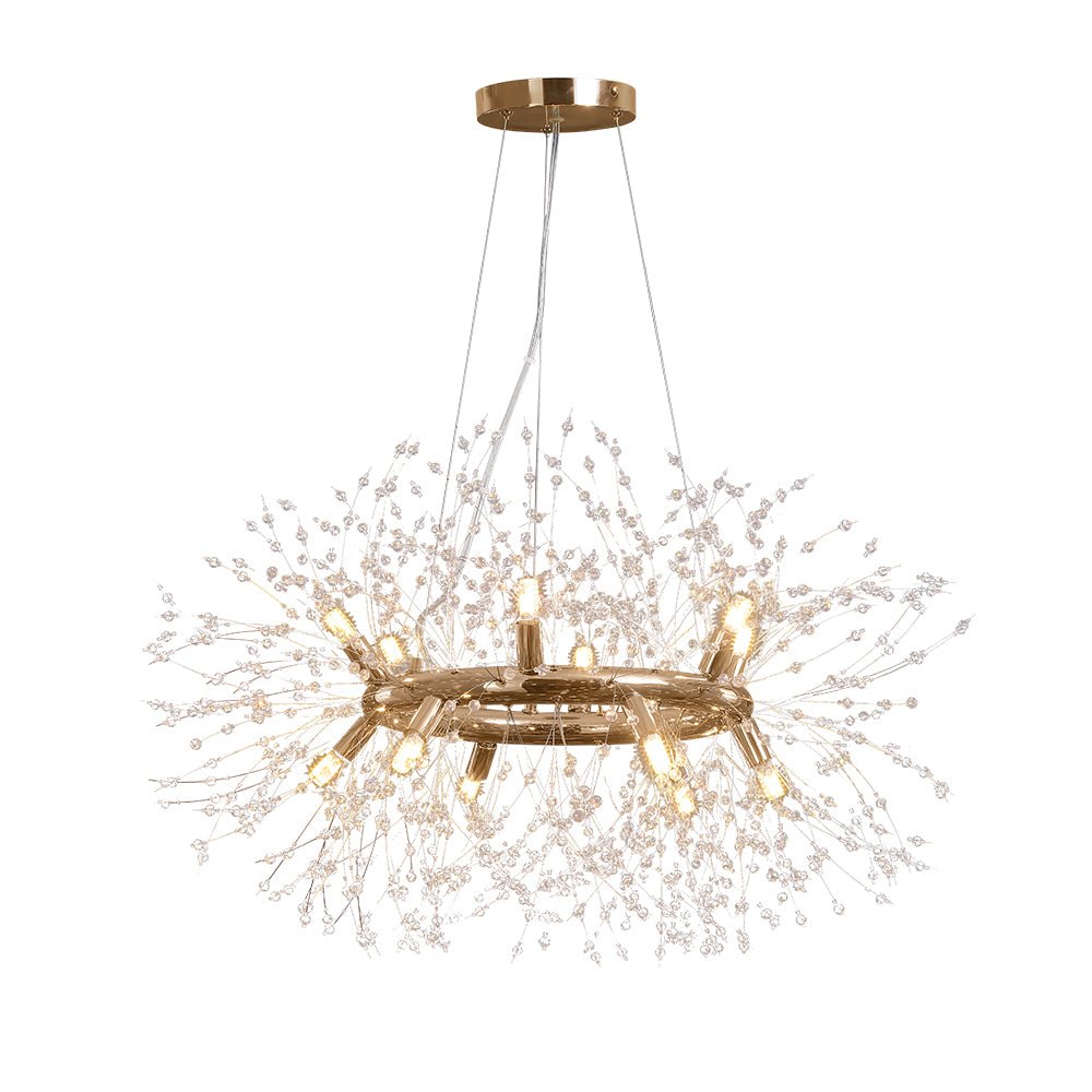 Moderno Lampadario Rotondo Dandelion con 12 Luci in Cristallo