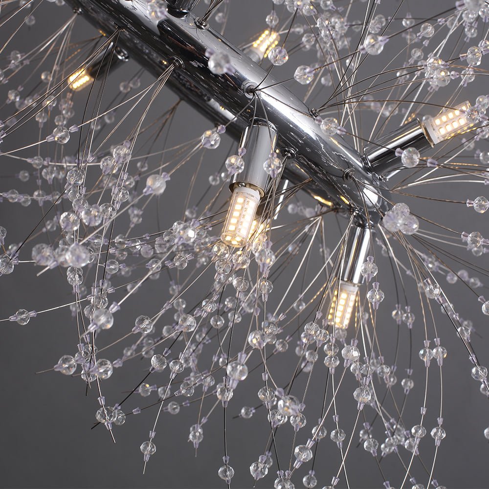 Moderno Lampadario Rotondo Dandelion con 12 Luci in Cristallo
