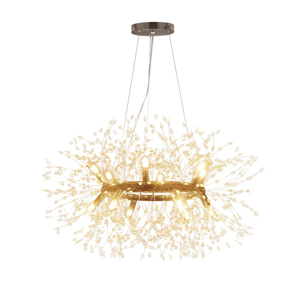 Moderno Lampadario Rotondo Dandelion con 12 Luci in Cristallo