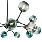 Moderno Lampadario Lineare in Vetro Globo Blu Gradiente con 15 Luci Sputnik