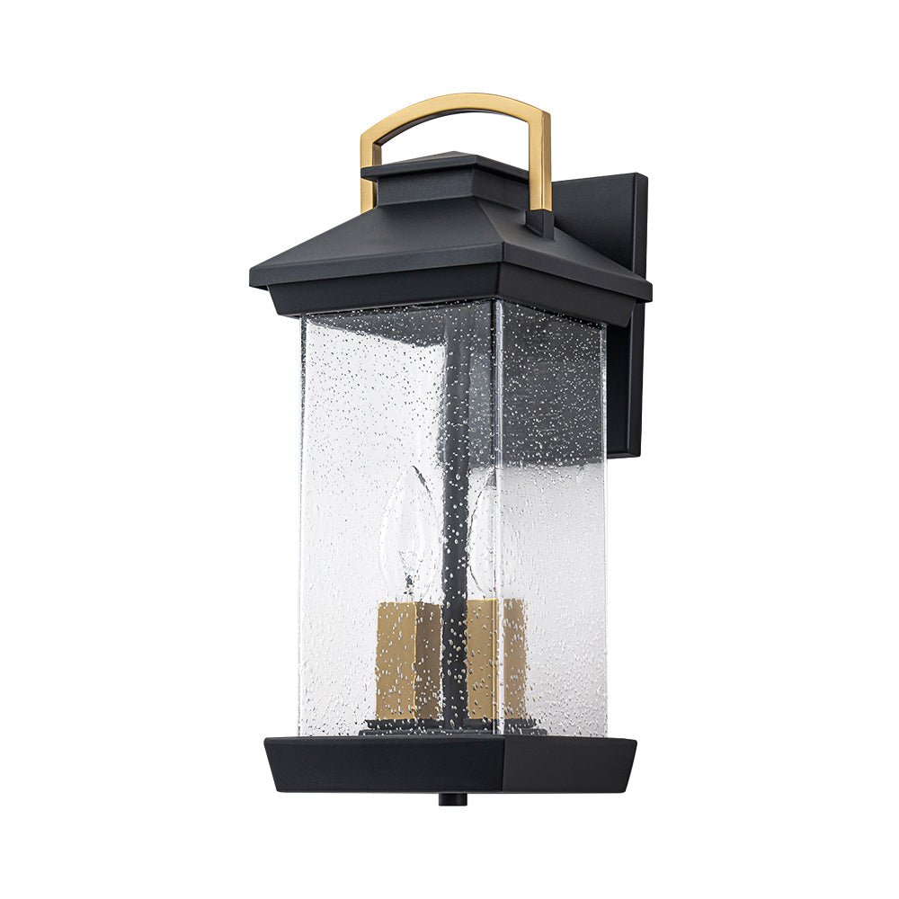 Moderna Applique da Esterno Rettangolare con 2 Luci Nera e Oro