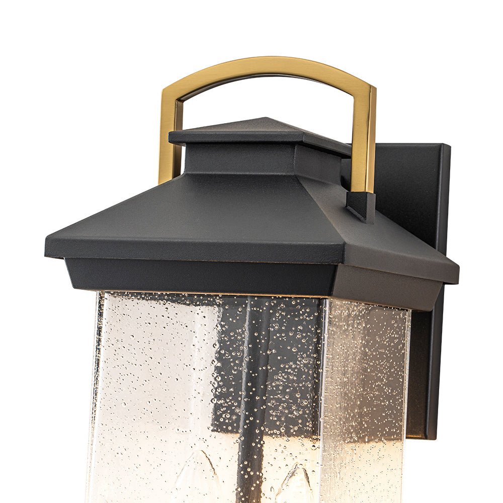 Moderna Applique da Esterno Rettangolare con 2 Luci Nera e Oro