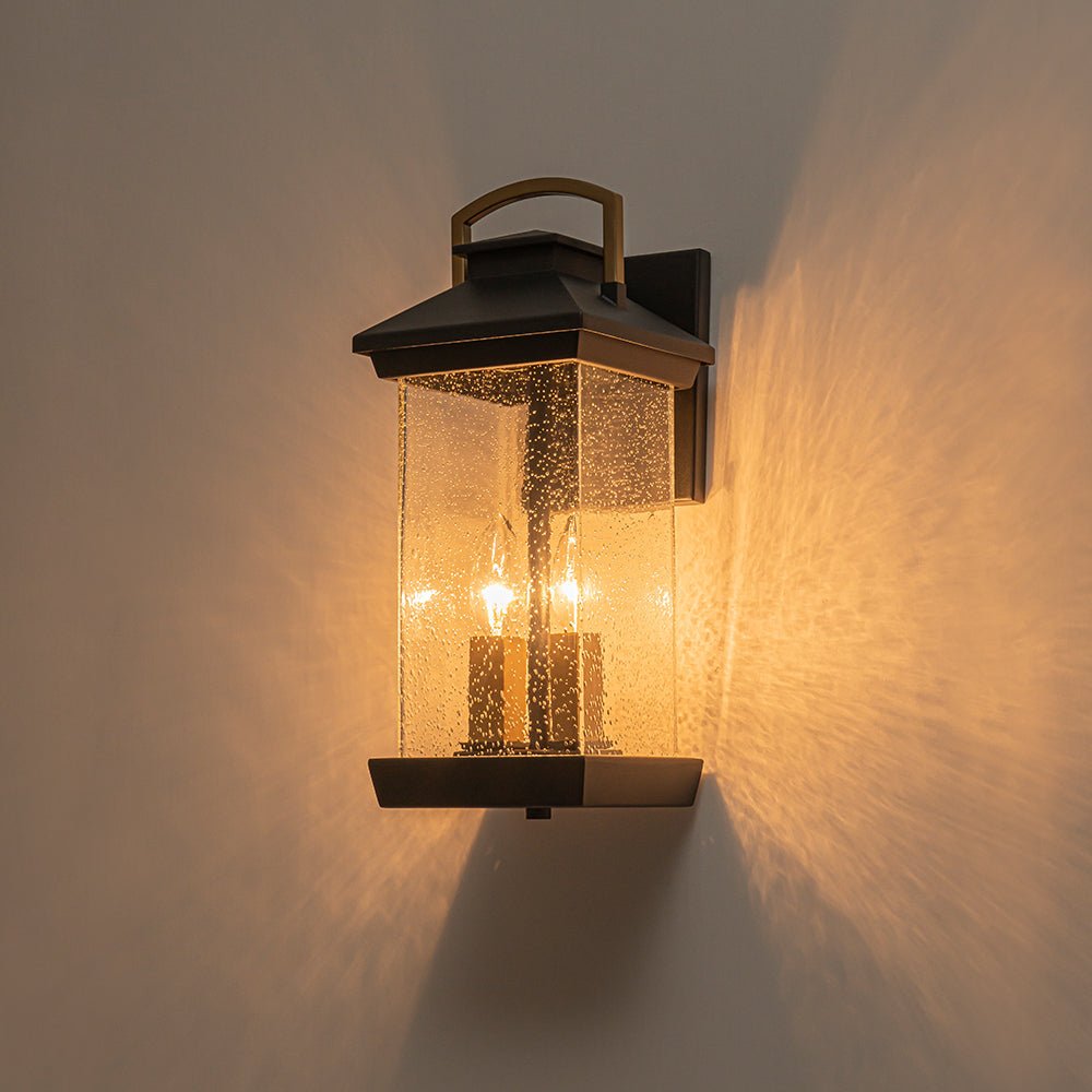 Moderna Applique da Esterno Rettangolare con 2 Luci Nera e Oro