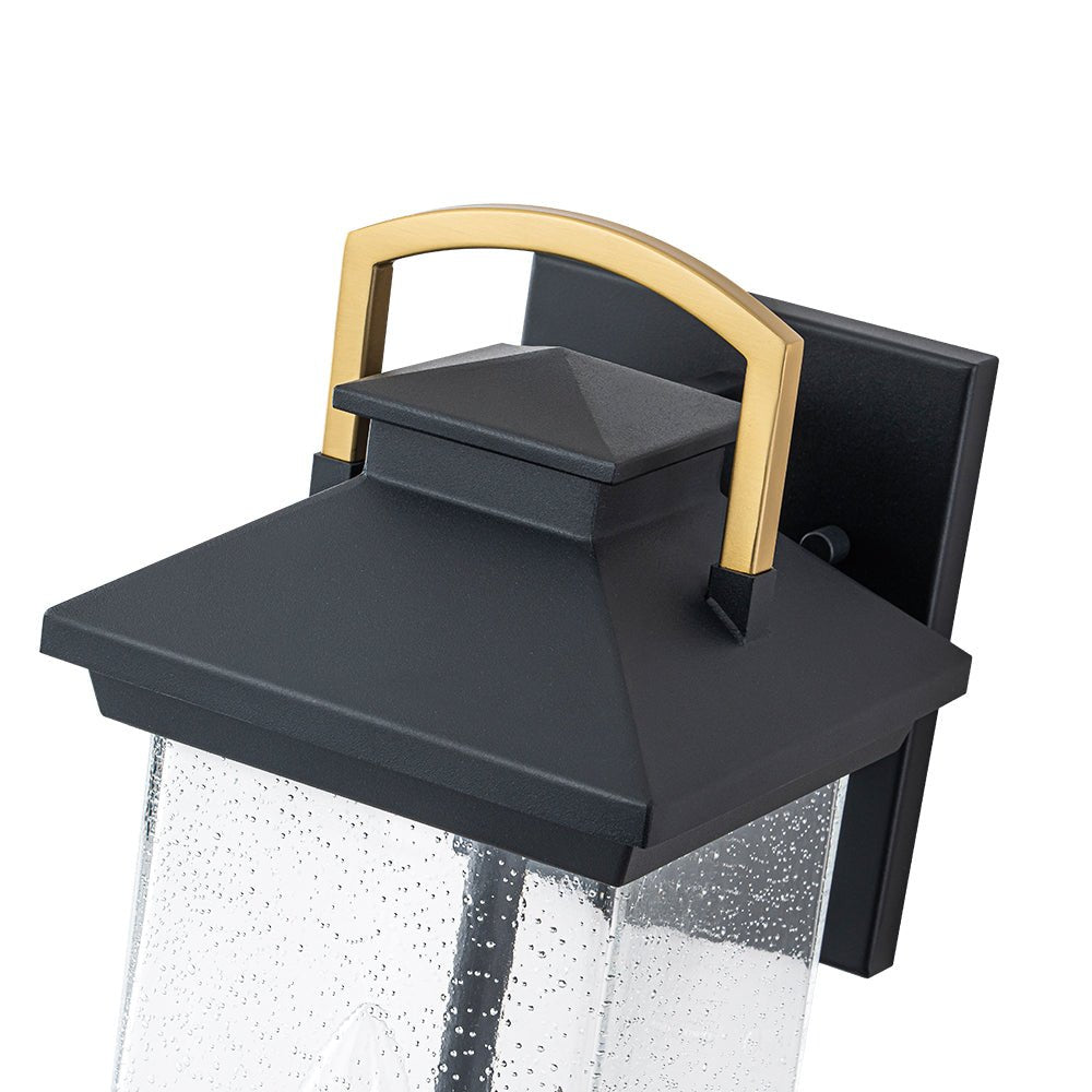 Moderna Applique da Esterno Rettangolare con 2 Luci Nera e Oro