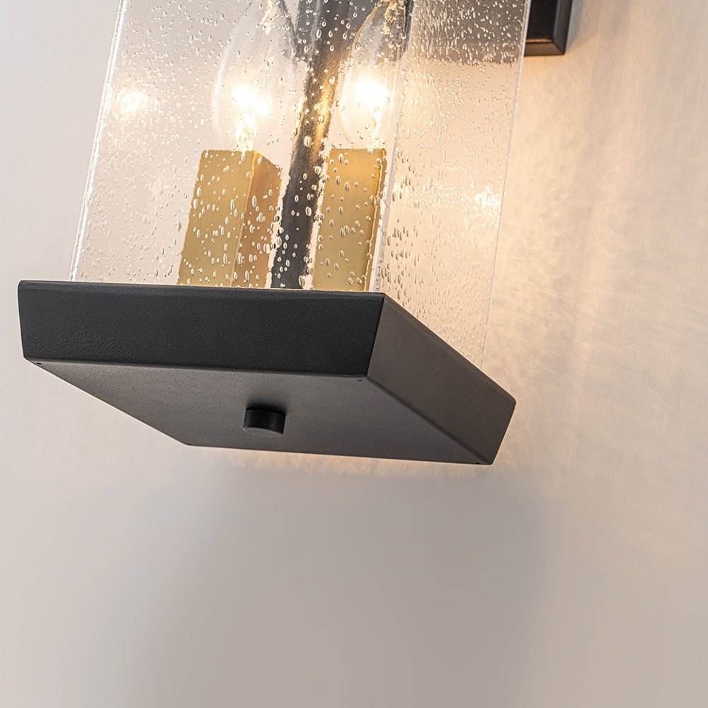 Moderna Applique da Esterno Rettangolare con 2 Luci Nera e Oro