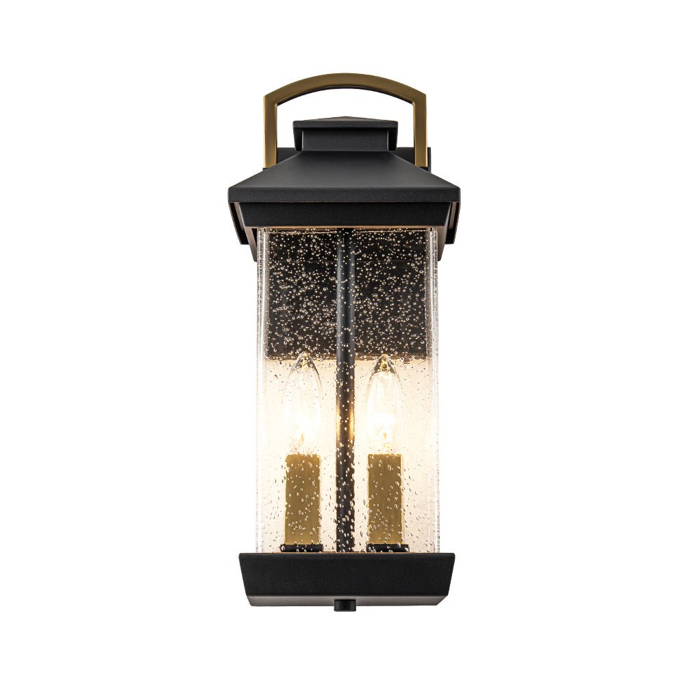 Moderna Applique da Esterno Rettangolare con 2 Luci Nera e Oro