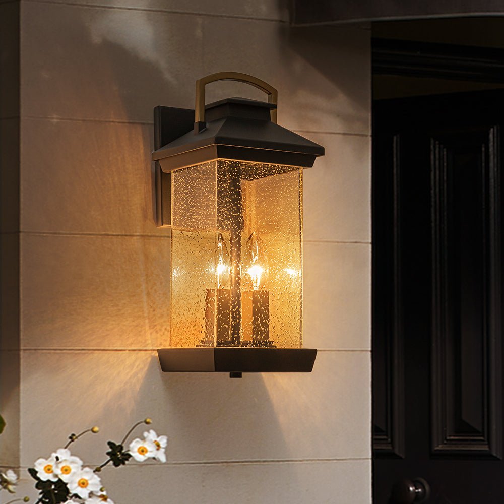 Moderna Applique da Esterno Rettangolare con 2 Luci Nera e Oro
