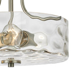 Moderno lampadario semi-incassato a 2 luci in vetro martellato