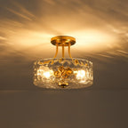 Moderno lampadario semi-incassato a 2 luci in vetro martellato