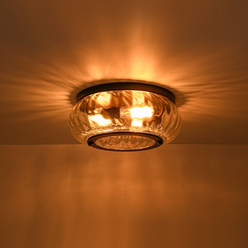 Moderno Faretto da Soffitto a 3 Luci con Paralume in Vetro Trasparente a Motivo Acqua