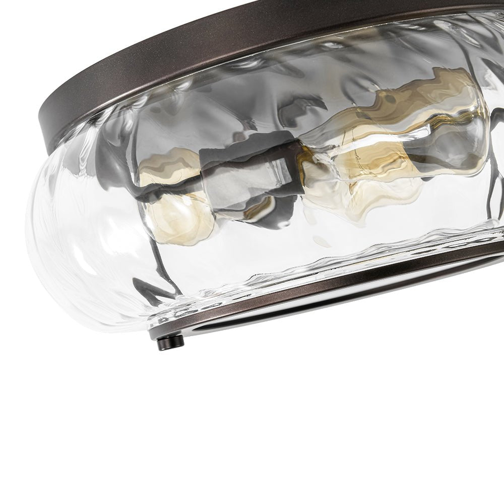 Moderno Faretto da Soffitto a 3 Luci con Paralume in Vetro Trasparente a Motivo Acqua